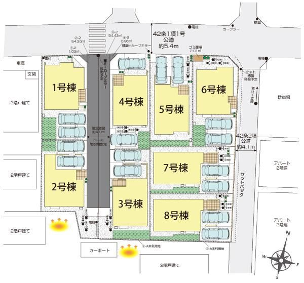 所沢市小手指元町2丁目全8棟　新築戸建の区画図