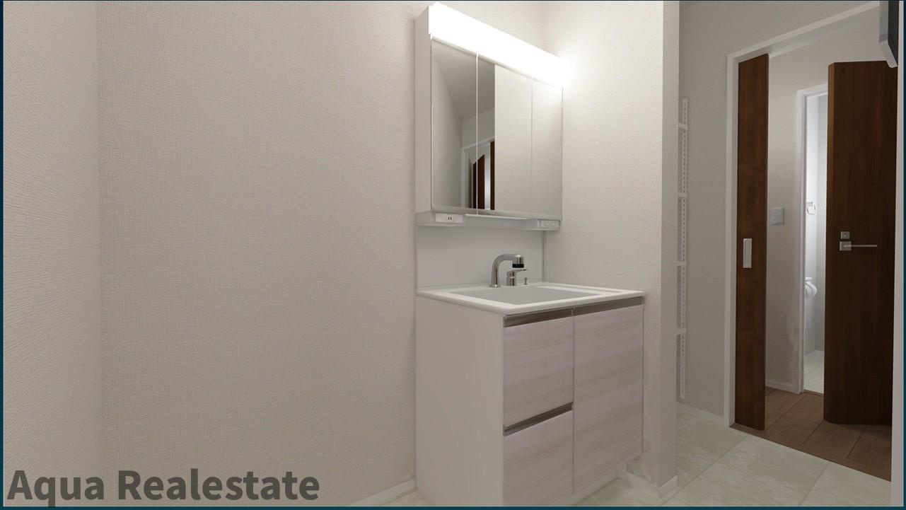 リーブルガーデン高松市円座町第八の独立洗面台|独立洗面台、朝の身支度には欠かせません