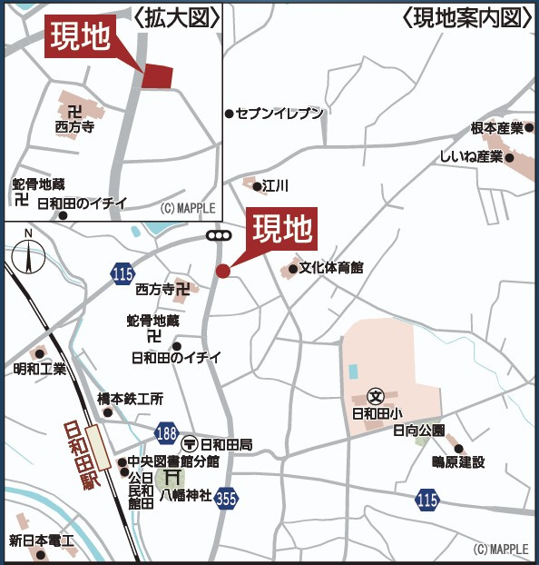 新築戸建・新築建売　郡山市日和田町第23　日和田小・日和田中の地図|現地案内図