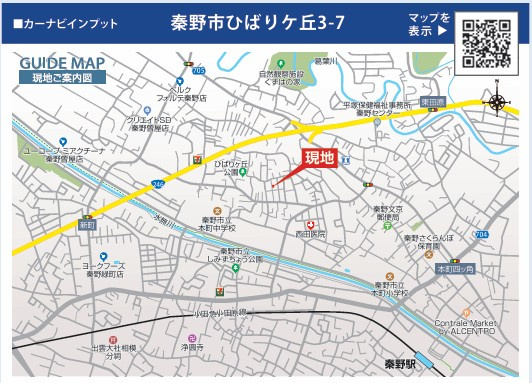 【地図】 | 秦野市ひばりヶ丘　全2棟　小田急線「秦野駅」徒歩18分
