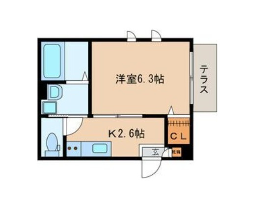 ディアコート　角部屋　テラス　浴室乾燥　洗面所独立の間取り