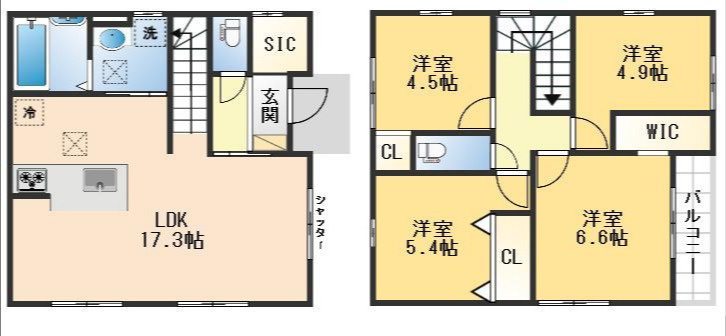 豊中市東豊中町3丁目　新築戸建の間取り