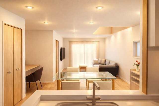 物集女町ヲサン田　建築条件付土地の外観パース|【外観イメージパース】
自由設計なので外観や内装のデザインもお客様のお好みでお選びいただけます！（新築参考プラン：建物価格1699万円、建物面積90.39㎡）