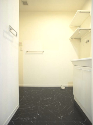 【独立洗面台】 | グリーンスクエアＡ | 洗髪洗面化粧台、可動式の収納棚付きです♪