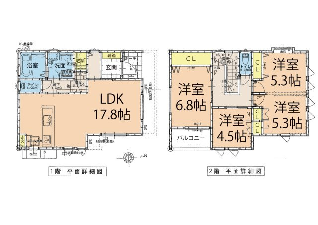 広島市南区宇品御幸4丁目　新築一戸建て(全2棟)の間取り