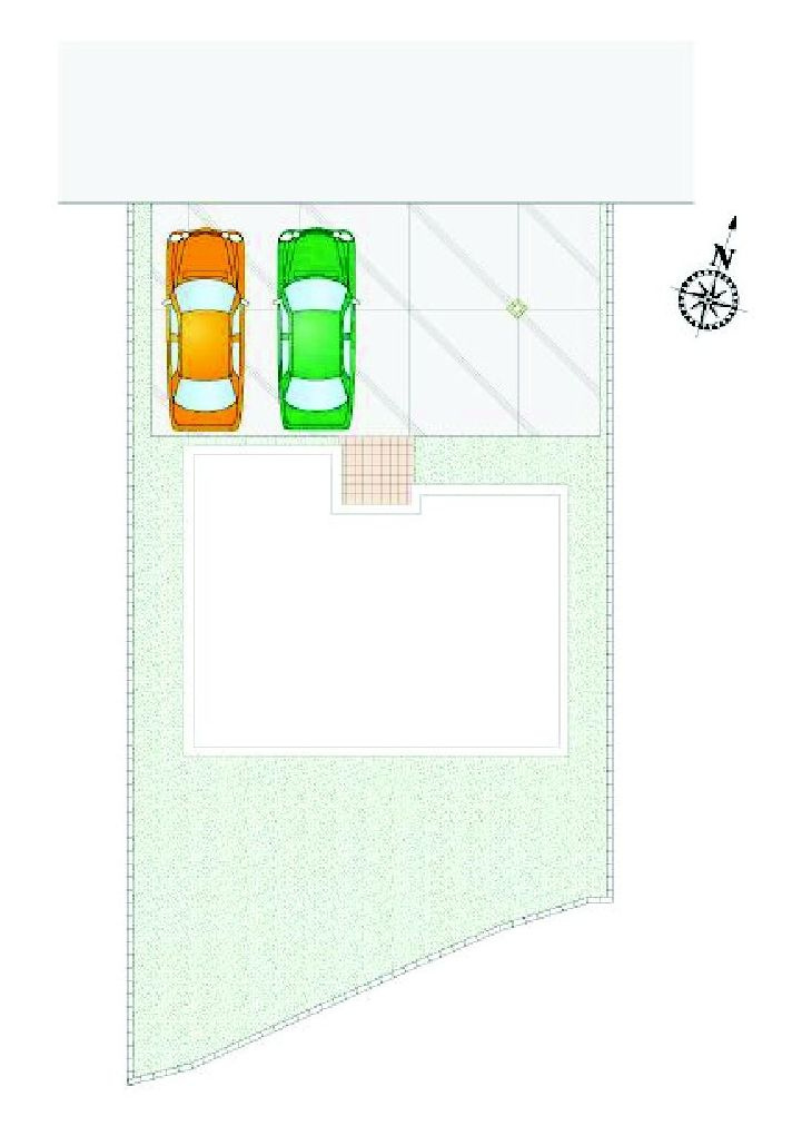 前橋市青柳町　14号棟　新築住宅の区画図|駐車場4台ご用意しています！来客時も重宝しますよ！
並列駐車なので車の出し入れもしやすいですよ♪