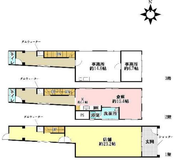 四ノ宮大将軍町　貸店舗兼事務所の間取り