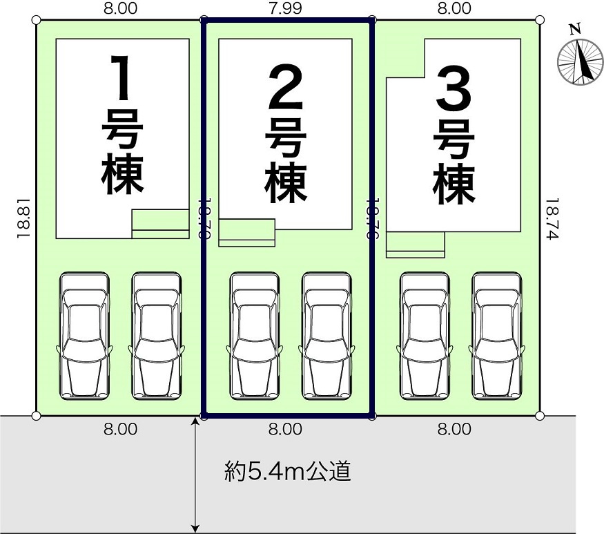 高知市瀬戸東町3丁目 -6期3棟2-新築戸建ての土地図|2号棟