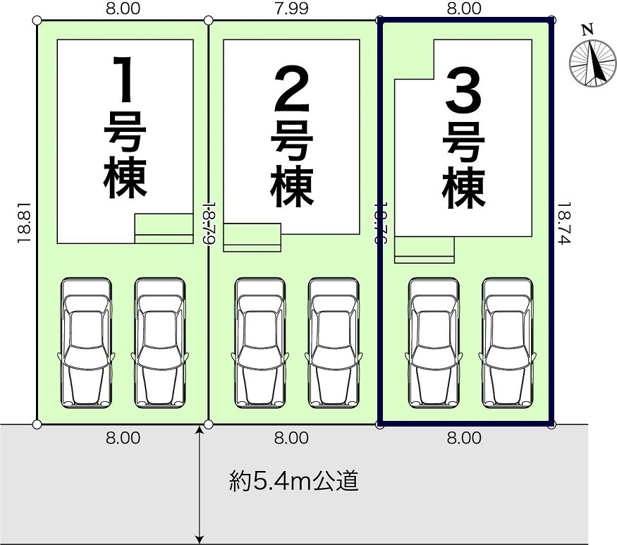 高知市瀬戸東町3丁目 -6期3棟3-新築戸建ての土地図|3号棟