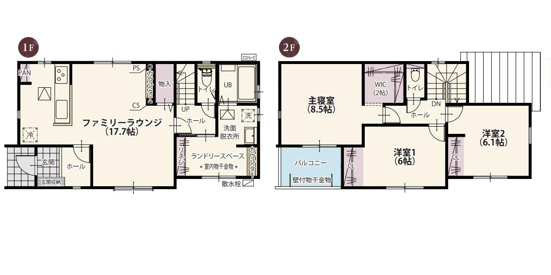 土浦市荒川沖西第2期　新築戸建　2号棟の間取り