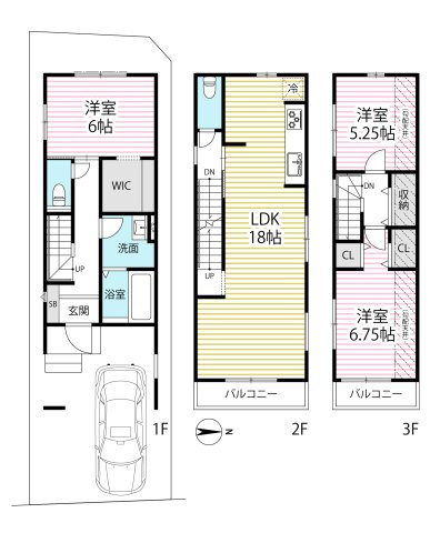 ◆２階リビング広々１８帖◆２沿線以上利用可能◆ＷＩＣ付き◆周辺環境充実◆山科区御陵荒巻町の間取り