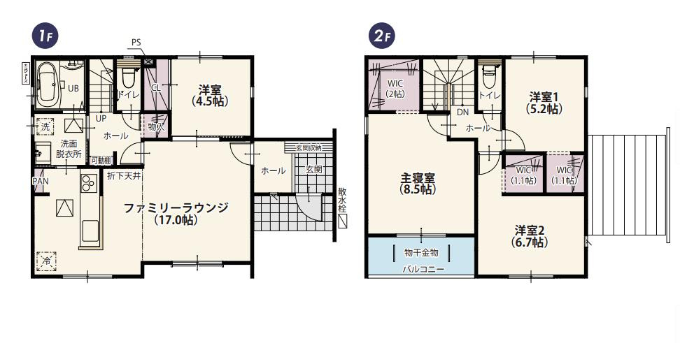 土浦市真鍋第1期　新築戸建　1号棟の間取り