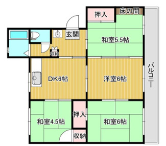 【間取り】 | 中山五月台住宅８号棟 | ４DKの間取りでファミリー様や荷物の多い方におすすめです♪
