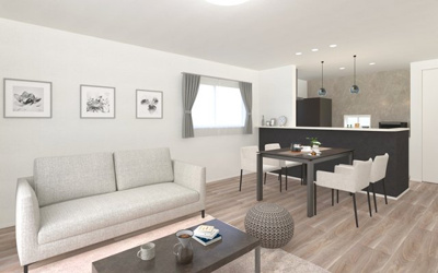 【完成予想図】 | 【LDK　イメージパース】
※画像は設計図面を基に作成したイメージです。