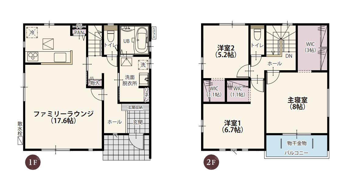 土浦市西根南第1期　新築戸建　2号棟の間取り