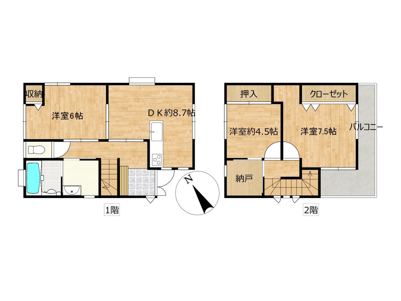 高知市百石町４丁目　中古戸建の間取り