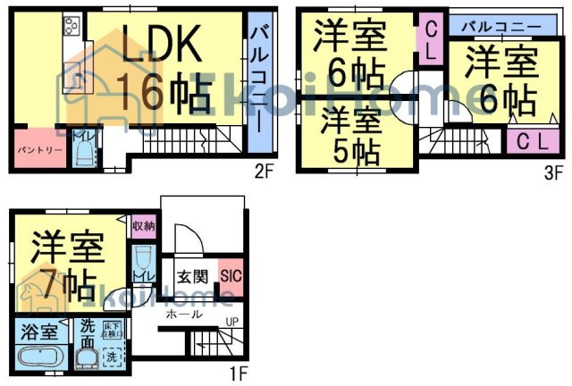 明石市西新町3丁目　全1棟　新築戸建の間取り|【ホームページに現地動画掲載中】●年中無休：当日予約可●限定1区画！パントリー・SIC完備！
