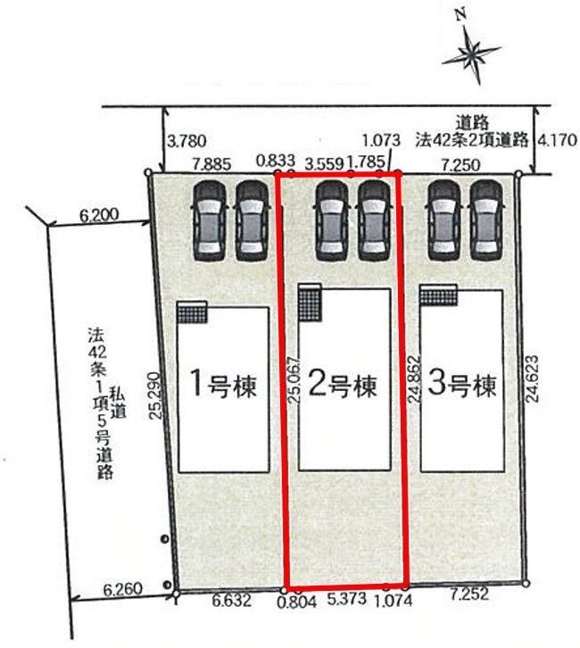クレイドルガーデン鹿沼市東町　第5　2号棟の区画図|2号棟