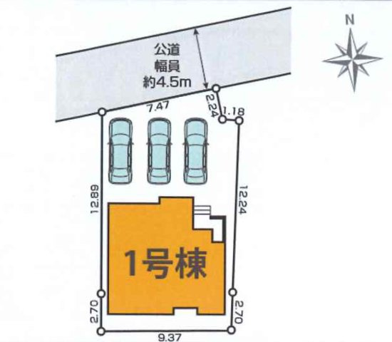 所沢市東新井町・全1棟　新築一戸建　～カースペース並列3台～の区画図|カースペース並列3台。