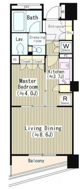 パークリュクス三宿　ピアノ相談　床暖房　日勤管理の間取り