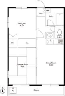 【間取り】 | フォートリス早稲田 | 使いやすい振り分け型の２ＤＫの間取りです。