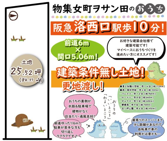 物集女町ヲサン田　建築条件無土地の区画図|【区画図】
実際に現地の様子をみてみませんか？