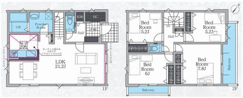 【間取り】 | 【仲介手数料０円】藤沢市大庭4期　新築一戸建て | 【仲介手数料０円】藤沢市大庭4期　新築一戸建て
