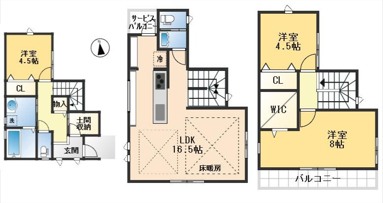 豊中市刀根山6丁目　新築戸建の間取り