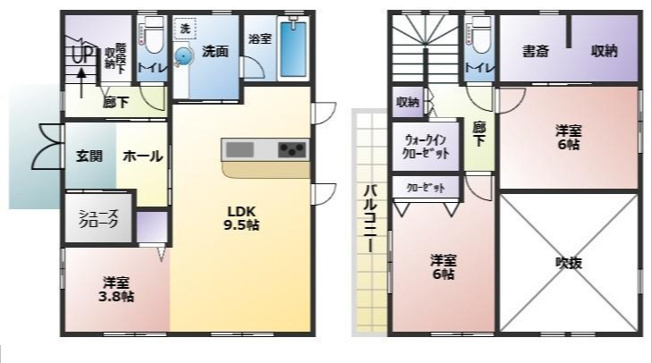 【間取り】 | 磐田市岩井 一条工務店施工の中古住宅 | 床冷暖房、トリプルガラス、防犯設備など充実の設備が揃った3LDK