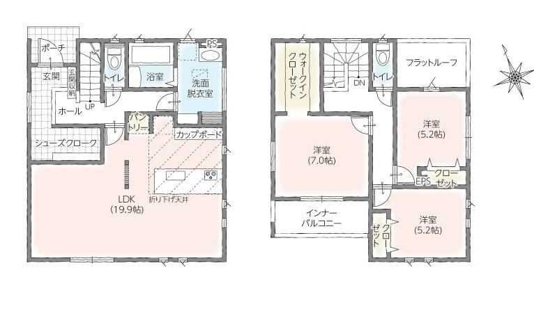 水戸市千波町Ⅱ　新築戸建　1号棟の区画図