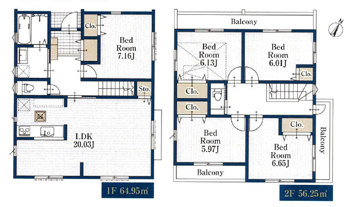 板橋区西台2丁目　土地41坪×建築条件なし　限定1区画の参考プラン|5LDK+小屋裏収納　建物面積 121.20ｍ2　建物価格 1720万円