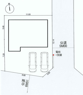 【土地図＋建物プラン例】 | 【仲介手数料無料！！】府中市若松町4丁目　建築条件付き売地（全1区画）No1区画　6690万円