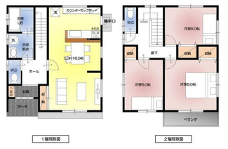 【間取り】 | 甲府市住吉５丁目　未入居住宅　角地　日当たり良好