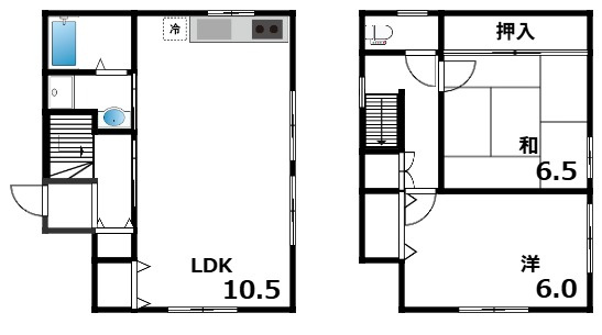 岸地通1丁目貸戸建の間取り