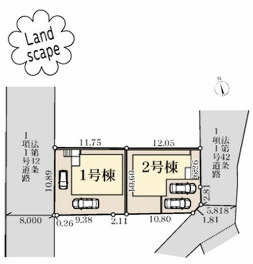 【区画図】 | 【仲介手数料０円】横浜市緑区長津田みなみ台7丁目　新築一戸建て　全2棟 | 【仲介手数料０円】横浜市緑区長津田みなみ台7丁目　新築一戸建て　全2棟