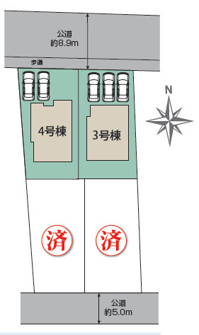 伊勢原市高森6丁目　新築戸建　全4棟4号棟の区画図