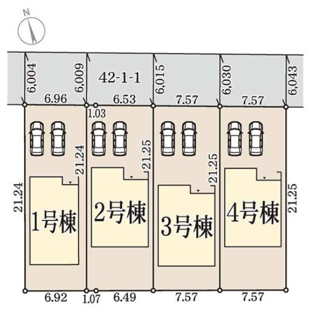 姫路市白浜町宇佐崎北（全4棟）1号棟の区画図|1号棟