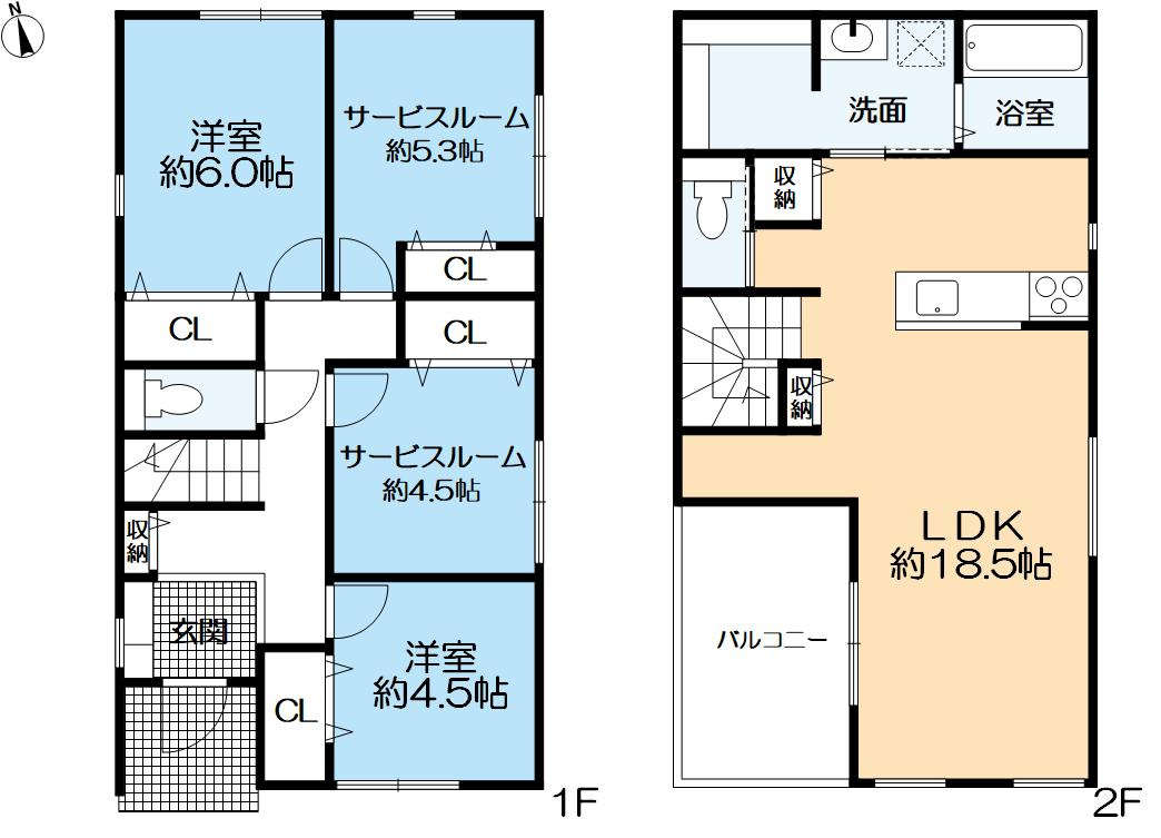 明石市朝霧南町　新築の間取り