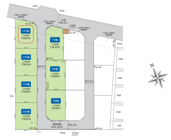 入間市下藤沢５丁目・全7区画　建築条件なし土地　13号地