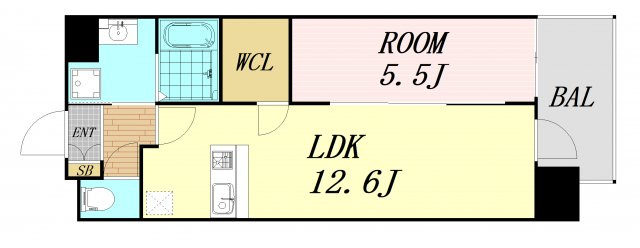 プレサンス心斎橋ニスト　仲介手数料無料の間取り