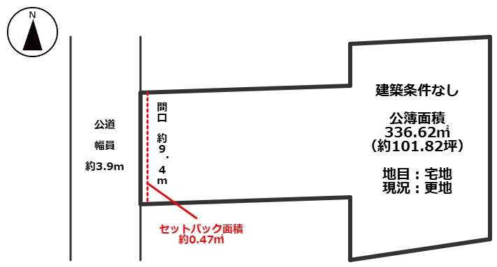 敦賀市三島町二丁目101坪土地の土地図