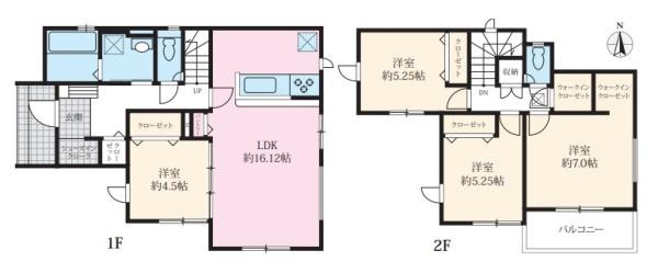 奈良市あやめ池北３丁目の新築一戸建の間取り