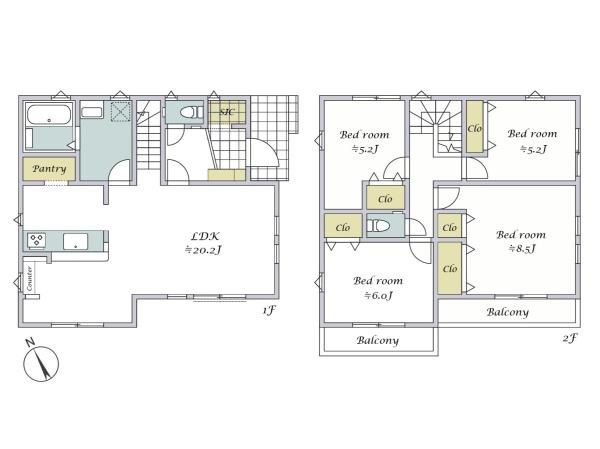 横浜市金沢区高舟台２丁目の新築一戸建の間取り