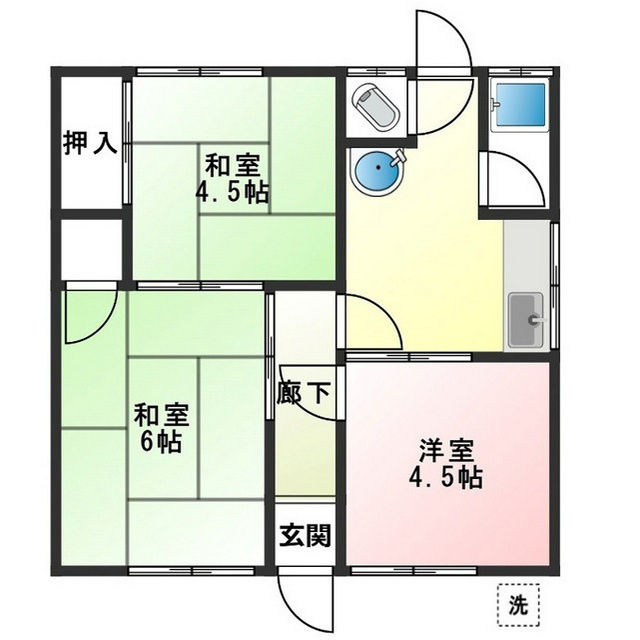 水海道3丁目7番24号長屋住宅の間取り