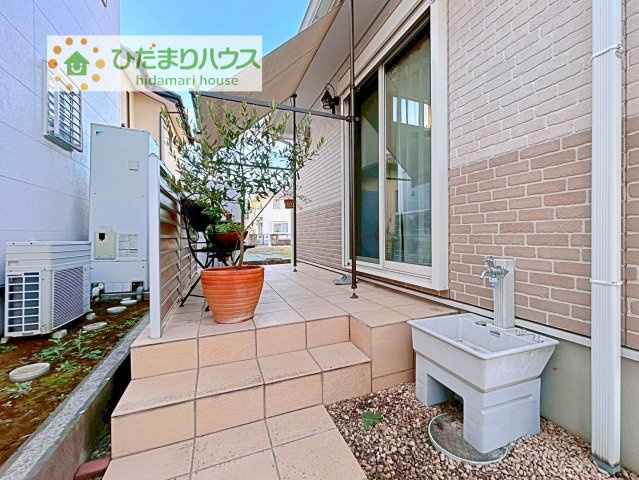 【庭】 | つくば市山中　中古戸建 | タイルデッキ付物件になります！ゆったりティータイムや晩酌もよし、プールなどお子様も大喜び(^^)