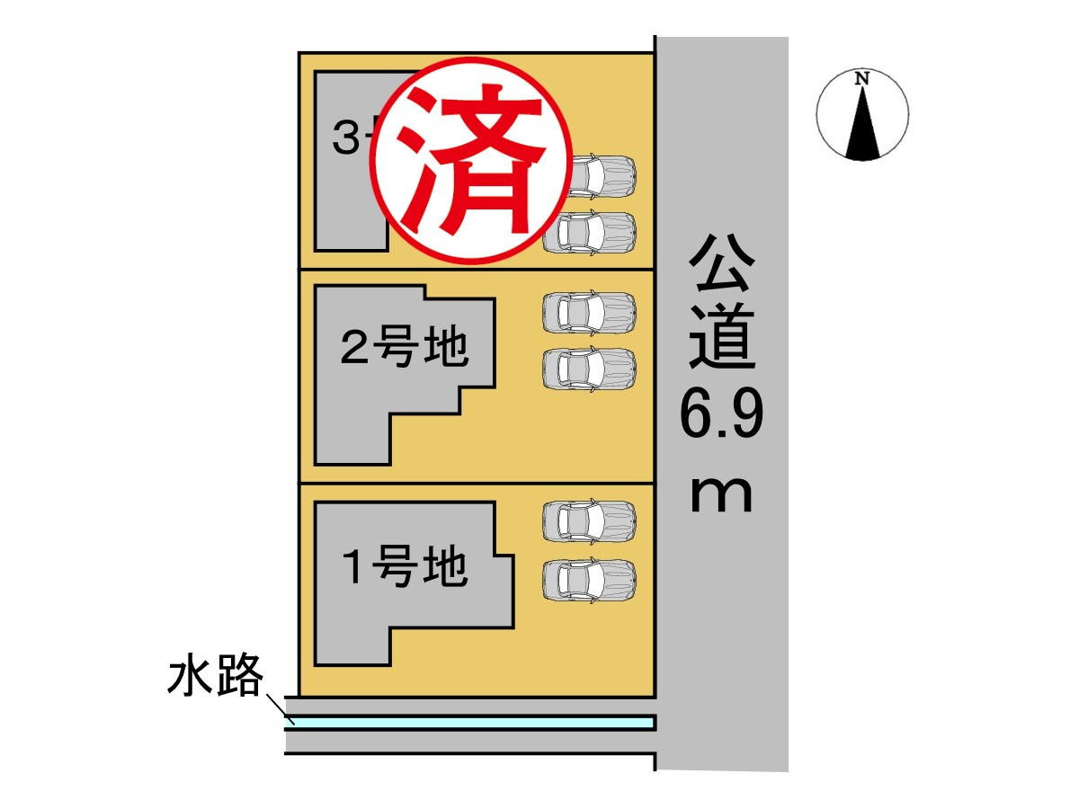 タマタウン　瑞穂市穂積小Ⅲ　全3区画分譲の区画図|■区画図
■YAMADA電機の　ヤマダ不動産　株式会社リライフ　
いつでもお問合わせ下さい。