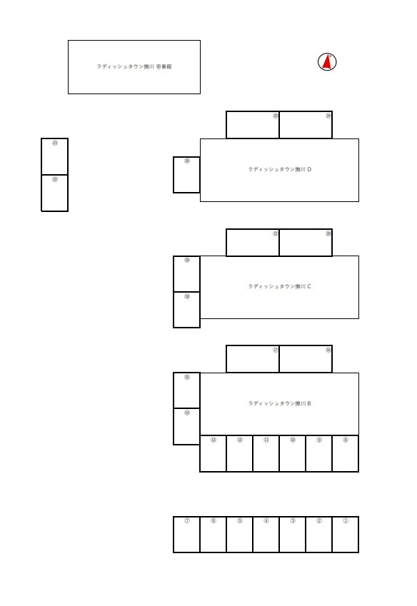 ラディッシュタウン撫川 壱番館の区画図