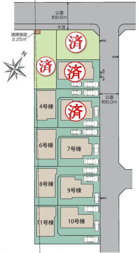 【仲介手数料無料】所沢市東所沢和田全１１棟７号棟　所沢の新築なら西武ハウジングの区画図