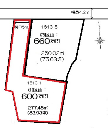 高崎市金古町売地の区画図
