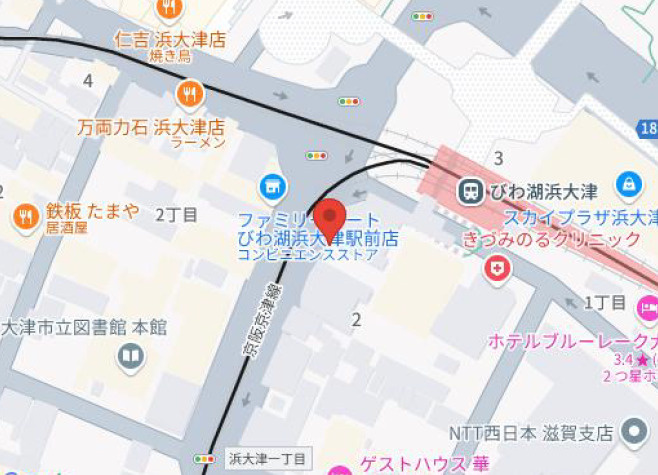大津市浜大津１丁目の店舗事務所の地図